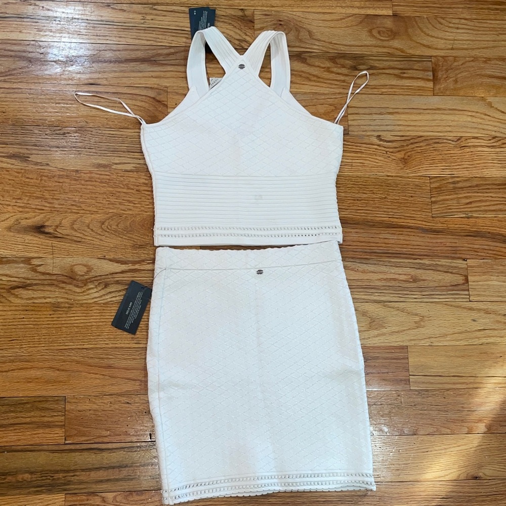NEW Guess  2 piece bandage White Women's Skirt Set M